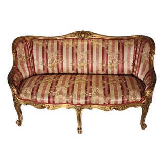 Late 18th Century Louis XV Rococco Gilt Settee For Sale