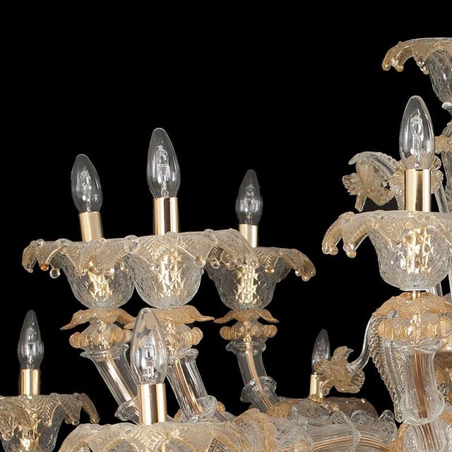 Rezzonico Chandelier in Crystal and Gold Murano Glass, 1950s For Sale - Image 3 of 10