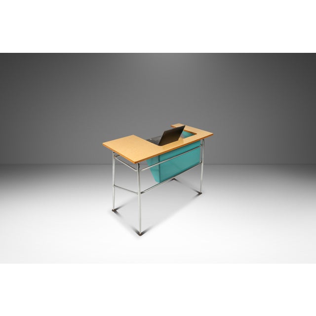 Mid-Century Modern Industrial Writer's Desk / Computer Desk W/ Adjustable Height Desk Top in Chrome & Metal, Usa, C. 1970s For Sale In Orlando - Image 6 of 18