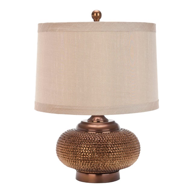 Studded 19-Inch H Bead Table Lamp - Copper For Sale