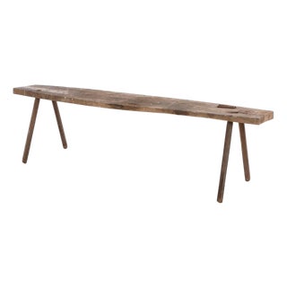 Early 20th Century Primitive Workbench Table, Solid Wood – 113.5″ For Sale