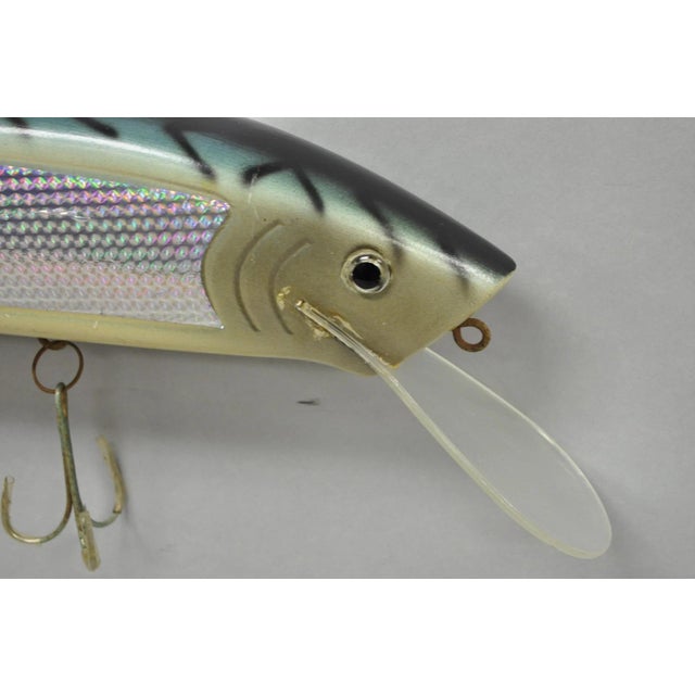 Vintage Wooden Giant Rapala 28” Fishing Lure Hanging Display W / Rainbow Decal For Sale - Image 4 of 18