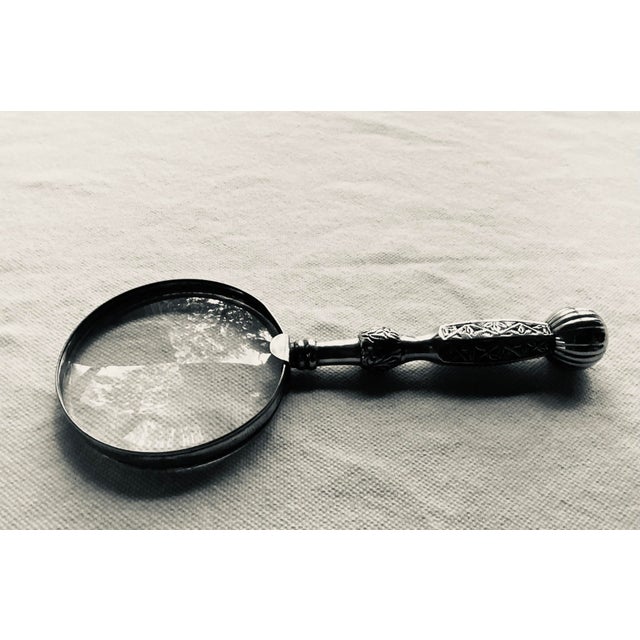 1980s Aesthetic Movement Style Silverplate & Glass Magnifying Glass For Sale - Image 5 of 8