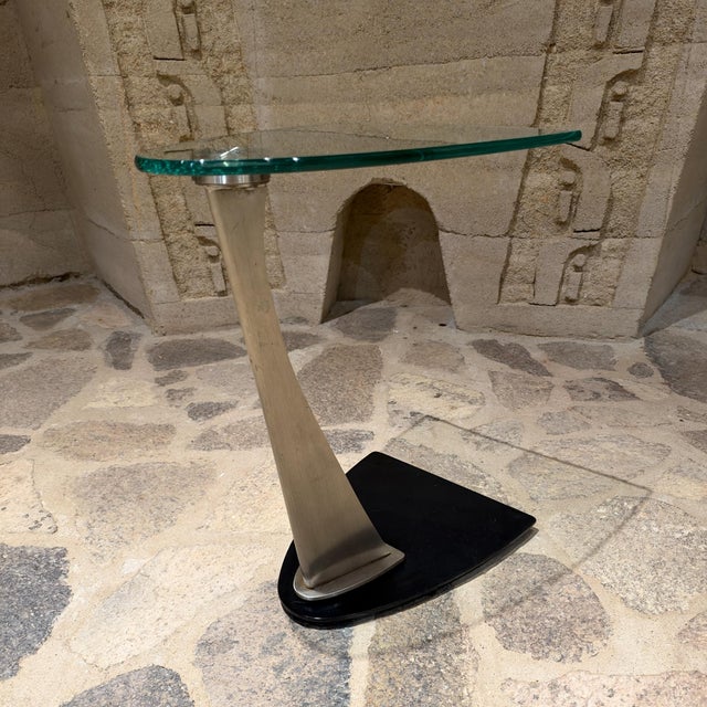 Glass Modern Accent Table Fcantilever Clear Tempered Glass Top For Sale - Image 7 of 10