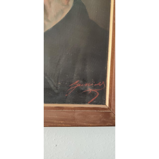 Black Jeno Gussich Signed Oil Portrait ~ Man in a Red Beret, Circa Mid-20th Century For Sale - Image 8 of 12