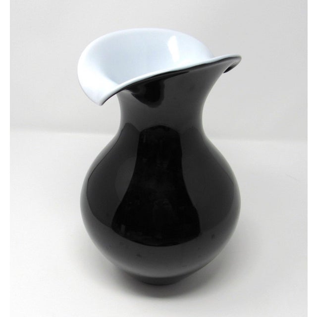 Orrefors of Sweden Black and White Cased Glass Vase Chairish
