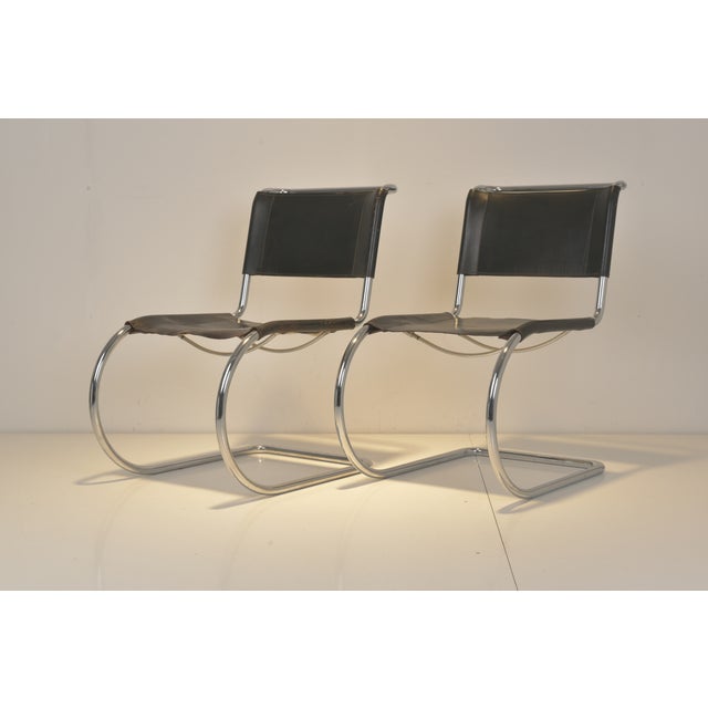 Ludwig Mies van der Rohe MR10 Cantilever Chair by Ludwig Mies Van Der Rohe for Thonet, Frankenberg, 1975, Set of 2 For Sale - Image 4 of 9