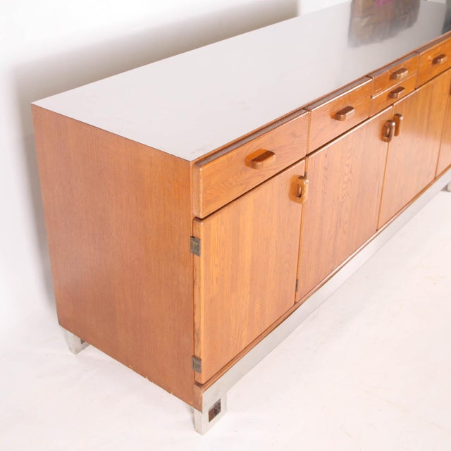 Sideboard in Oak and Brushed Aluminum, 1980s For Sale - Image 10 of 18