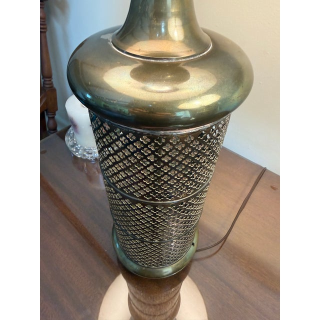 Brass Vintage Moroccan Pierced Metal Table Lamps - a Pair For Sale - Image 8 of 10