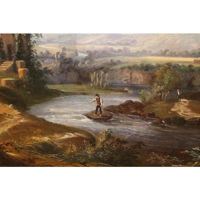 Romantic Landscape, 1800s, Oil on Canvas, Framed For Sale - Image 7 of 13