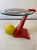Bright Colorful Red And Yellow Post Modern Memphis Style Metal Table Designed In Italy In The 1980's In The Manner Of...