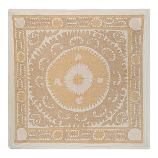 Vintage Neutral Color Suzani Tapestry For Sale