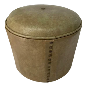 Vintage Brown Naugahyde Ottoman