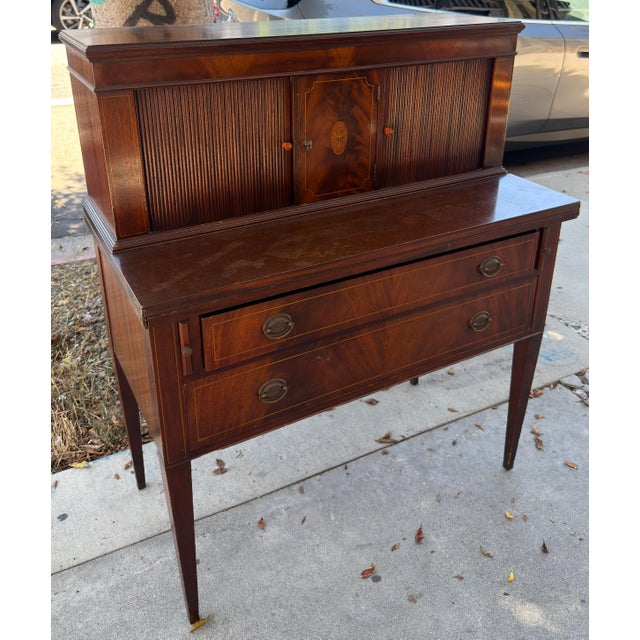 Traditional Antique American Federal Secretary Desk W Tambour Doors For Sale - Image 3 of 9