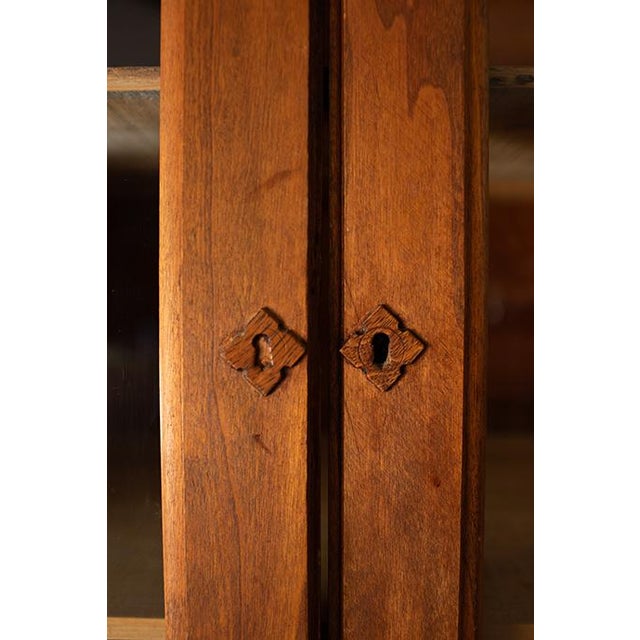 Antique 20th Century American Oak Kitchen Cupboard & Glass Display Hutch For Sale - Image 16 of 18