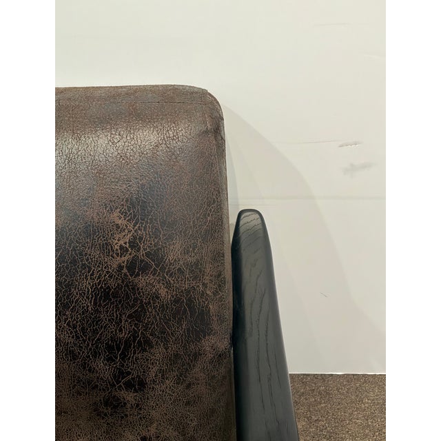 Stylish Dinasty Leather Chairs. Dark Brown leather, black frame. Showroom floor sample.