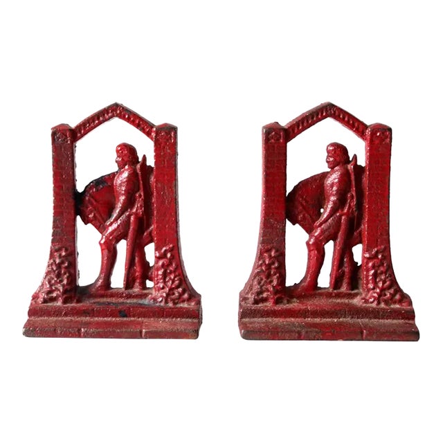 Vintage Sir Galahad Cast Iron Bookends Pair For Sale