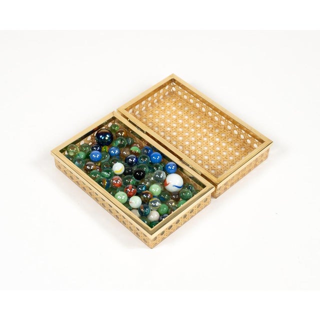 Midcentury Box in Rattan and Brass from Christian Dior, 1970s For Sale - Image 10 of 14