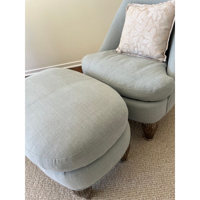 Rose Tarlow 1990s Rose Tarlow London Oval Slipper Chair and Ottoman For Sale - Image 4 of 8
