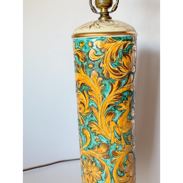 Vintage Italian Scraffito Table Lamp With Gilt Glaze Detail For Sale - Image 12 of 15