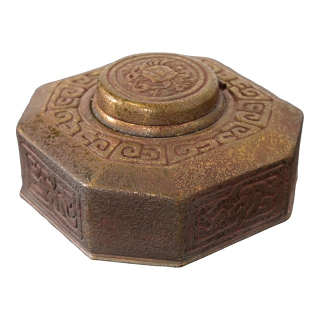 Tiffany Studios New York Zodiac Bronze Inkwell For Sale