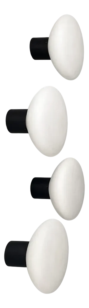 Mid-Century Modern Italian Wall Lamps in Opaline Glass and Black Metal, 1950s, Set of 4
