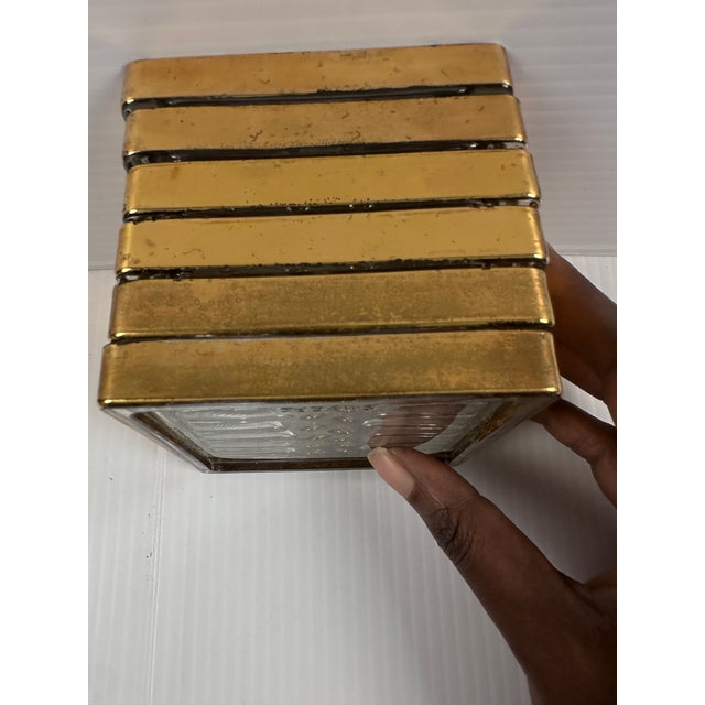 1960s Smeyers Art Glass Coasters With Wooden Holder, Hollywood Regency Barware – Set of 6 For Sale - Image 12 of 12