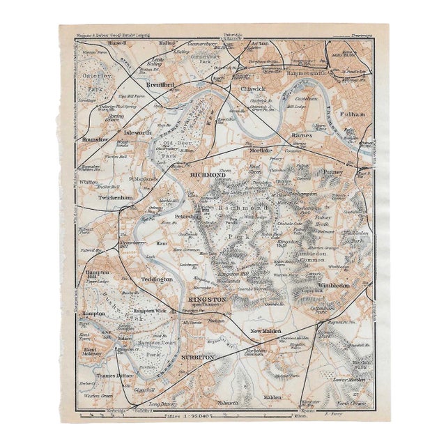 1911 Southwest London Map From Travel Guide For Sale