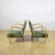 Art Deco Armchairs with Beech Armrests and Spring Padding in Green Skai, 1950s, Set of 2 For Sale - Image 3 of 9