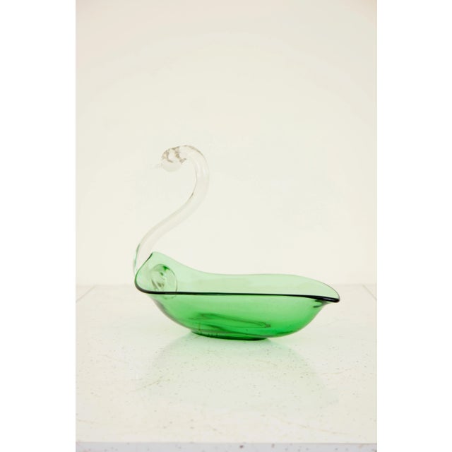 Mid-Century Modern Vintage Mid-Century Modern Glass Sculptural Swan Dish For Sale - Image 3 of 10
