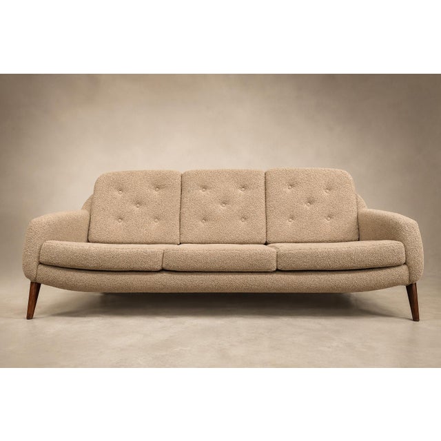 1960s Brazilian Modern Stella Three-Seat Sofa in Rosewood & Bouclé by Sergio Rodrigues, Brazil For Sale - Image 18 of 18