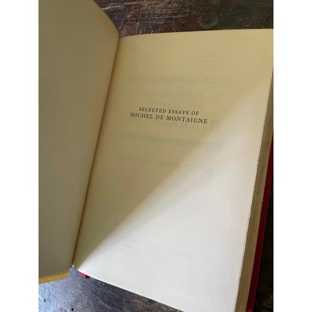 English 1952 Vintage Red Leather Wrapped Book Library Bookshelf Bibliophile For Sale - Image 3 of 8