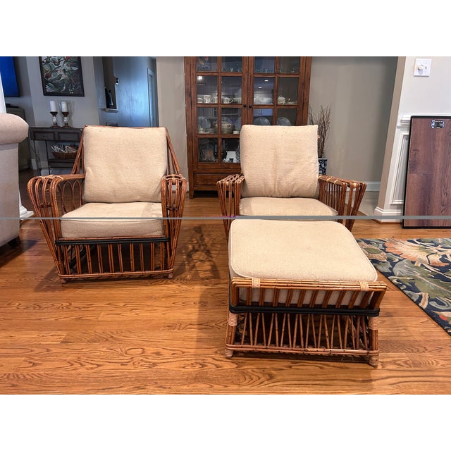 1940s Roosevelt Chairs and Ottoman For Sale - Image 15 of 15