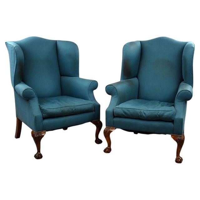 Antique Wing Back Lounge Chairs, 1920s, Set of 2 For Sale - Image 9 of 9