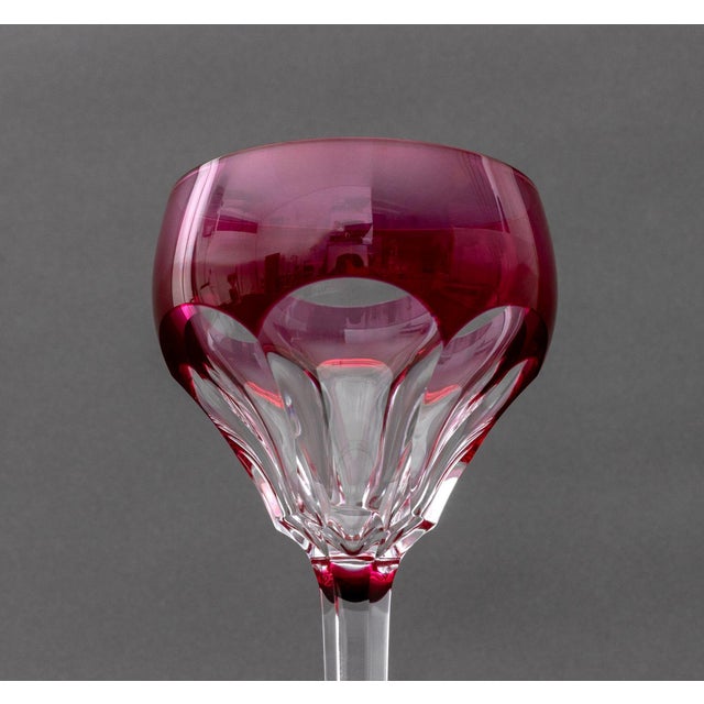 Val St. Lambert Red Cut Crystal Wine Glasses, 8 For Sale In New York - Image 6 of 11