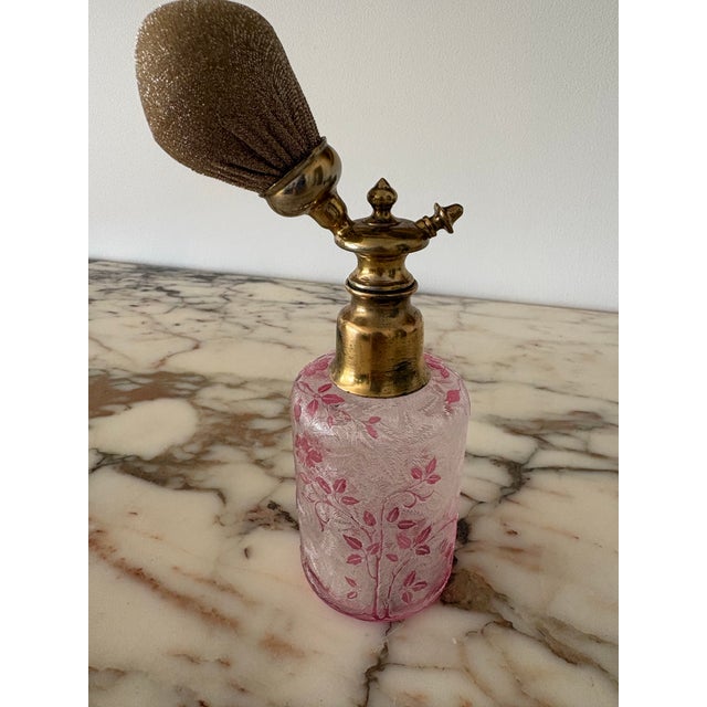 Early 1900s Baccarat Eglantier (Wild Rose) Pattern Perfume Atomizer For Sale - Image 6 of 9