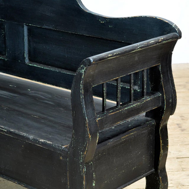 Black Antique Pine Drop-Top Bench, 1900s For Sale - Image 8 of 12