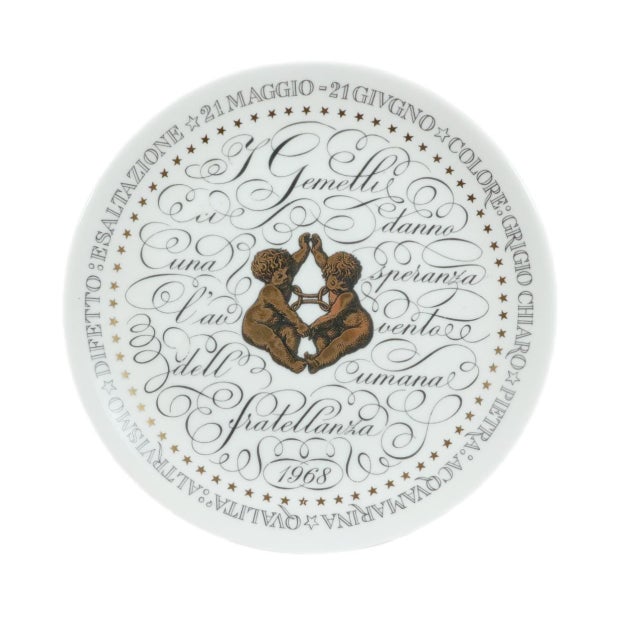 Piero Fornasetti Zodiac Plates for Perugia, Complete Set of Twelve, Serie Zodiaci 1963–1974 This complete set of twelve...