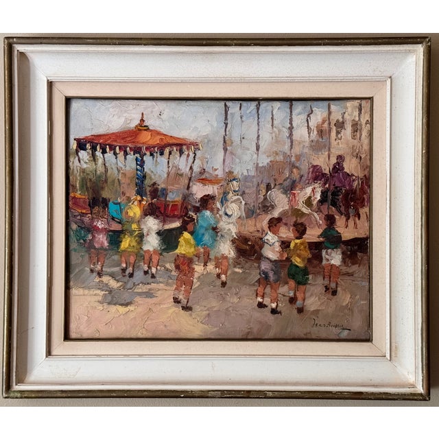 Jean Boissin Mid-Century Impressionist Style Oil Painting Carnival Scene in France For Sale - Image 15 of 15