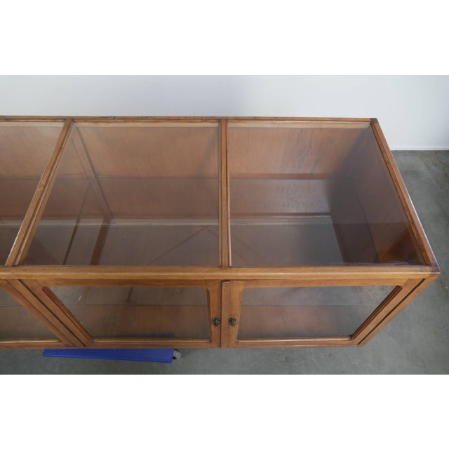 Glass Large Vintage Wooden Counter For Sale - Image 7 of 12