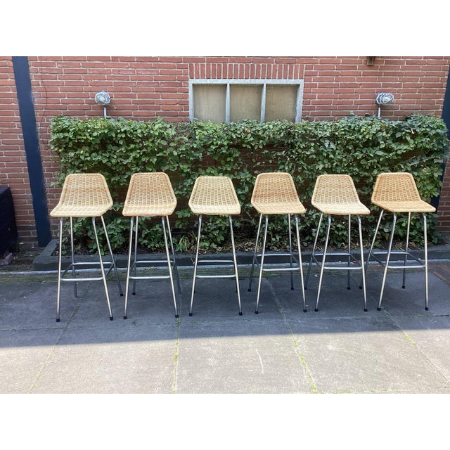 Silver Bar Stools attributed to Rohé Noordwolde, 1960s, Set of 6 For Sale - Image 8 of 8