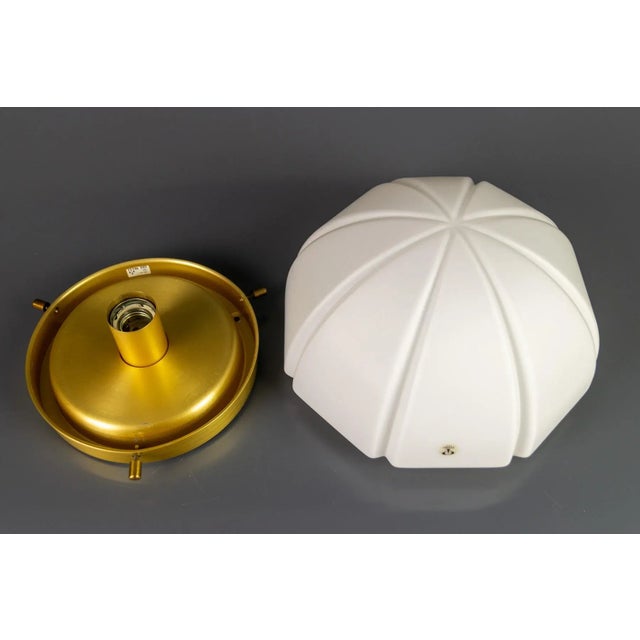 White Glass and Brass Ceiling Light by Peill & Putzler For Sale - Image 13 of 16