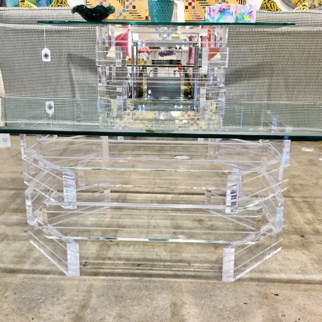 Plastic 1970s Stacked Lucite and Coffee Table For Sale - Image 7 of 9