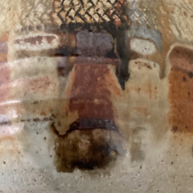 Ecru Vintage Handcrafted Glazed Stoneware Bowl/Planter Artist Signed For Sale - Image 8 of 12