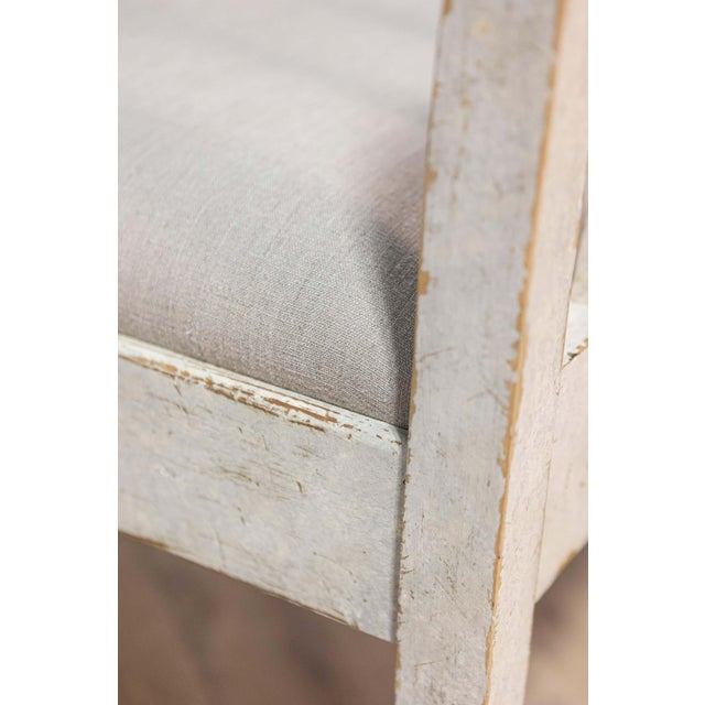 Gustavian (Swedish) Swedish Gustavian Style Gray Painted Sofa Bench with Raised Diamond Motifs For Sale - Image 3 of 11