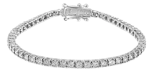 14K White Gold 2.0 Cttw Miracle Set Round-Cut Lab Grown Diamond Illusion 7" Tennis Bracelet (F-G Color, VS2-SI1 Clarity)