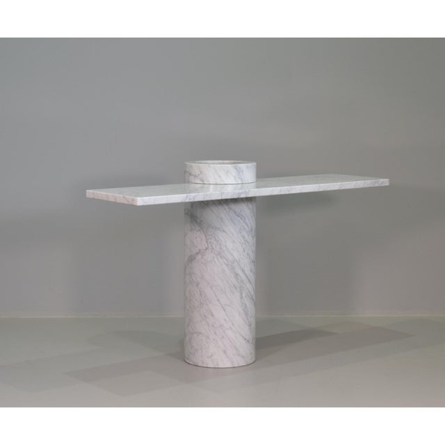 Console Table in White Carrara Marble by Angelo Mangiarotti for Skipper Loico Collection, 1980 For Sale - Image 11 of 16