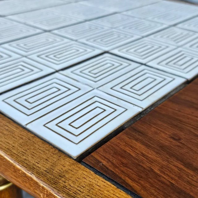 Brown 1960s Lane Cosmopolitan Switchblade Coffee Table With Tile Inserts For Sale - Image 8 of 12