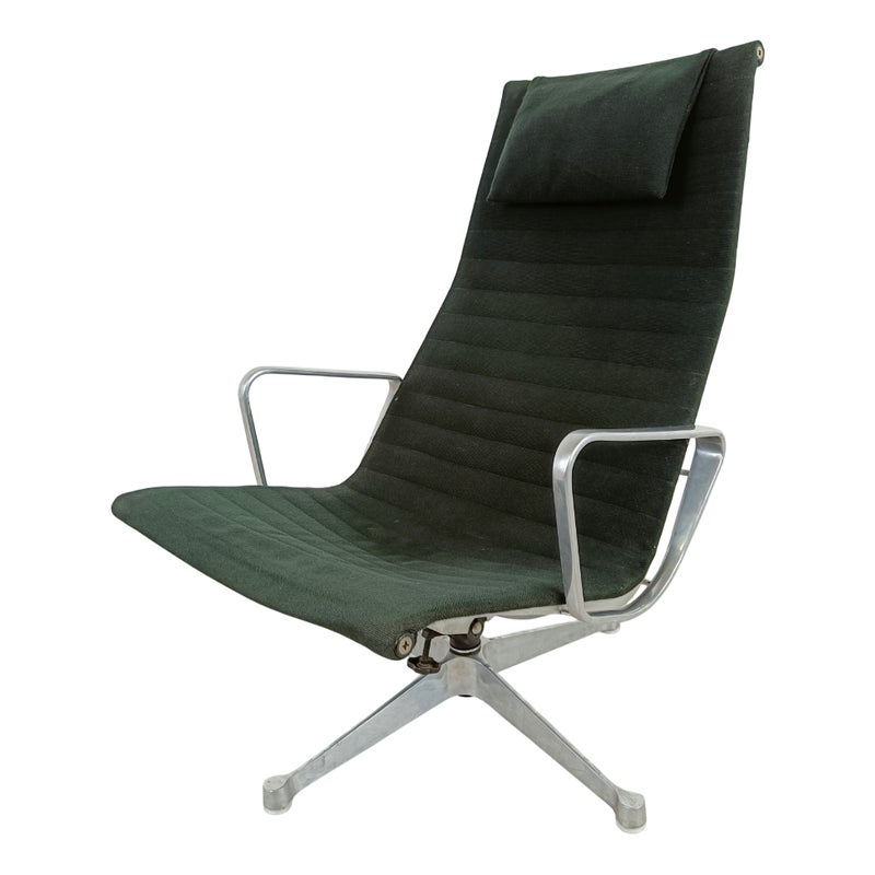Ea124 Lounge Chair In Black Fabric By Charles & Ray Eames For Herman Miller, 1970s