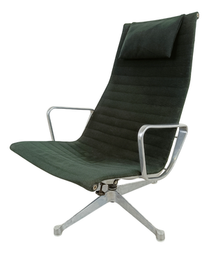 EA124 Lounge Chair in Black Fabric by Charles & Ray Eames for Herman Miller, 1970s
